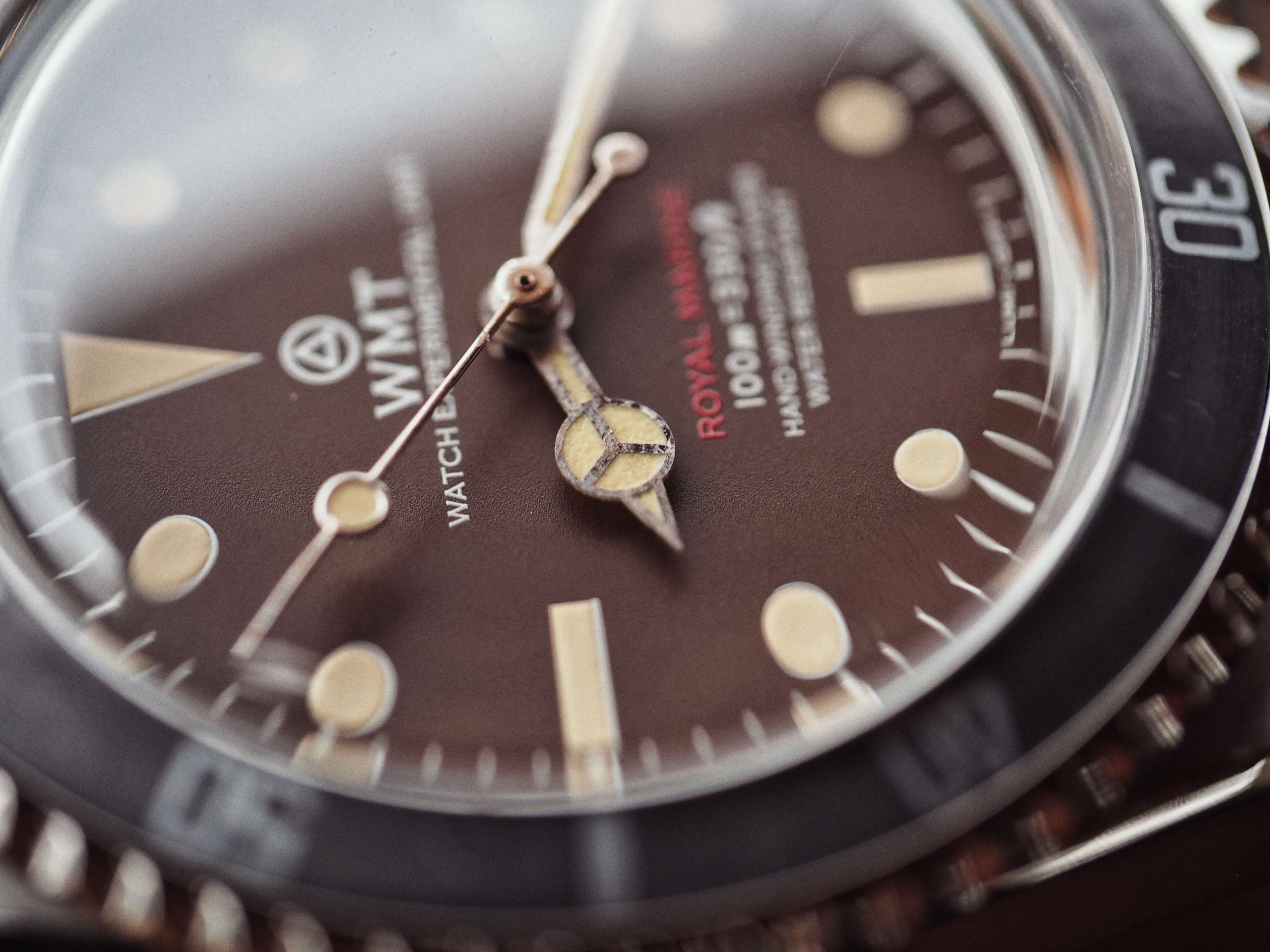 ROYAL MARINE - ( TROPICAL BROWN ) METAL BAND + ITALIAN LEATHER STRAP AGED EDITION