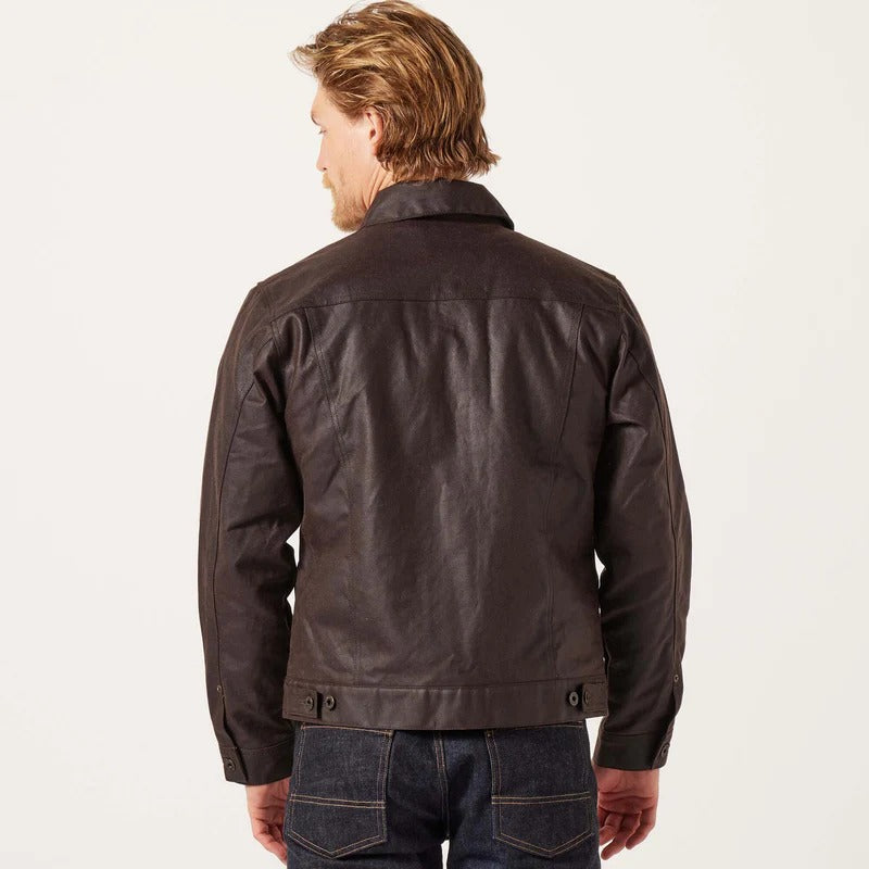 TIN CLOTH SHORT LINED CRUISER JACKET - DARK BROWN
