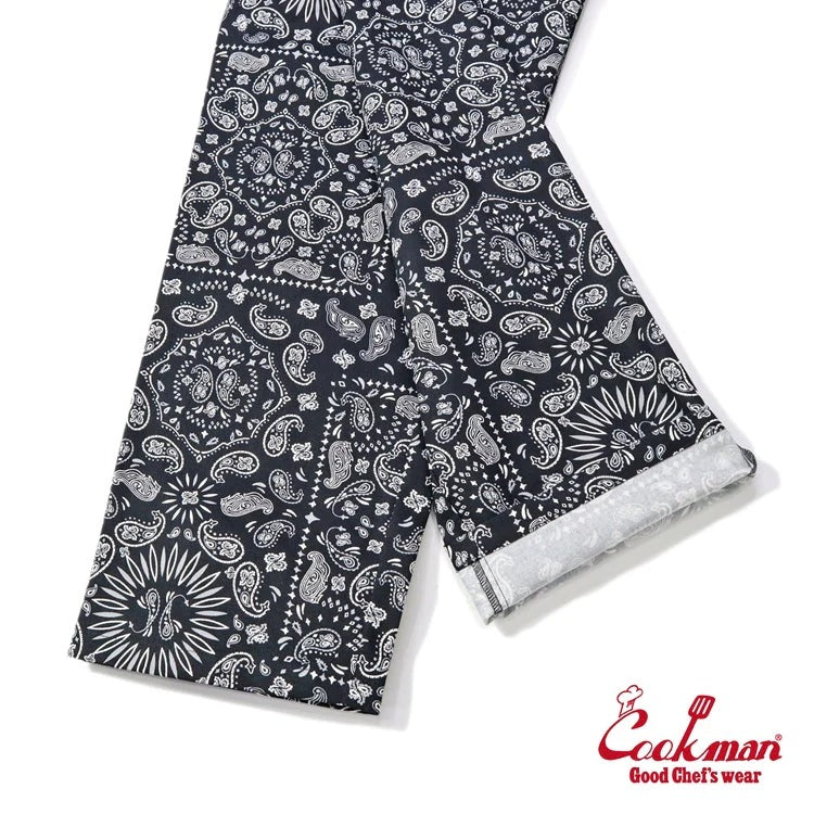 CHEF PANTS SEMIWIDE PAISLEY - BLACK