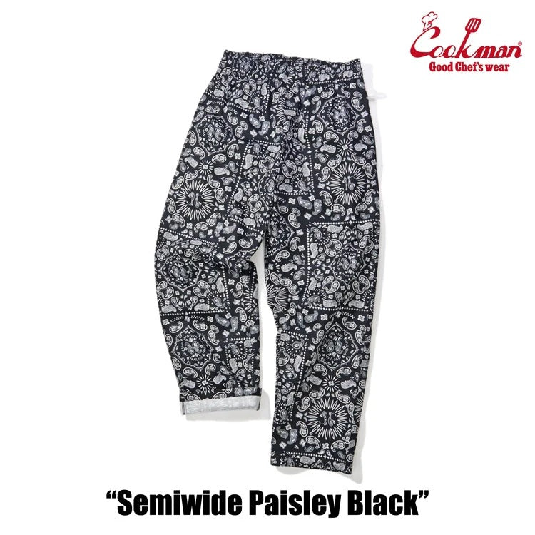 CHEF PANTS SEMIWIDE PAISLEY - BLACK
