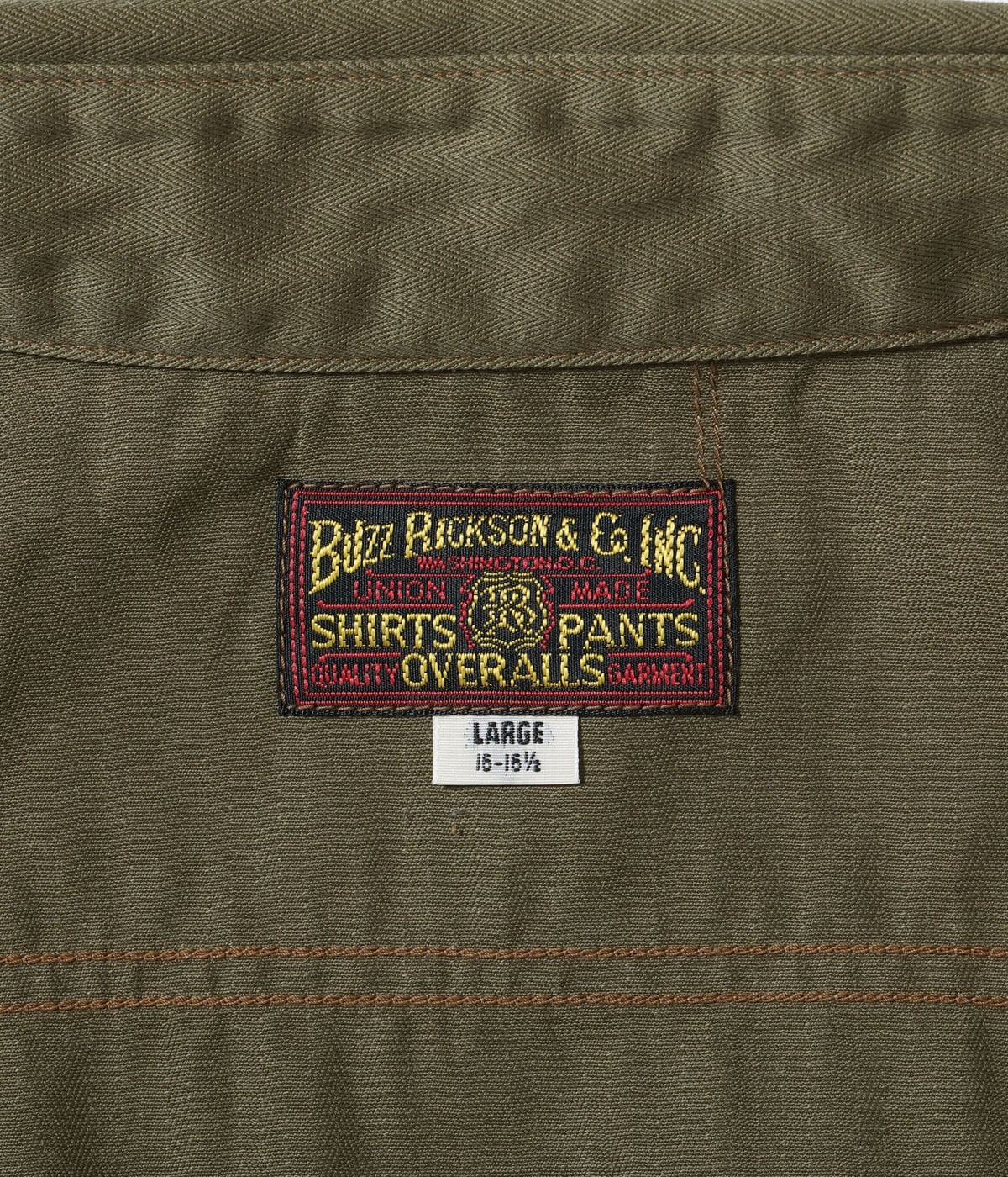 BR39530 HERRINGBONE WORK SHIRT (SHORT SLEEVE) - OLIVE