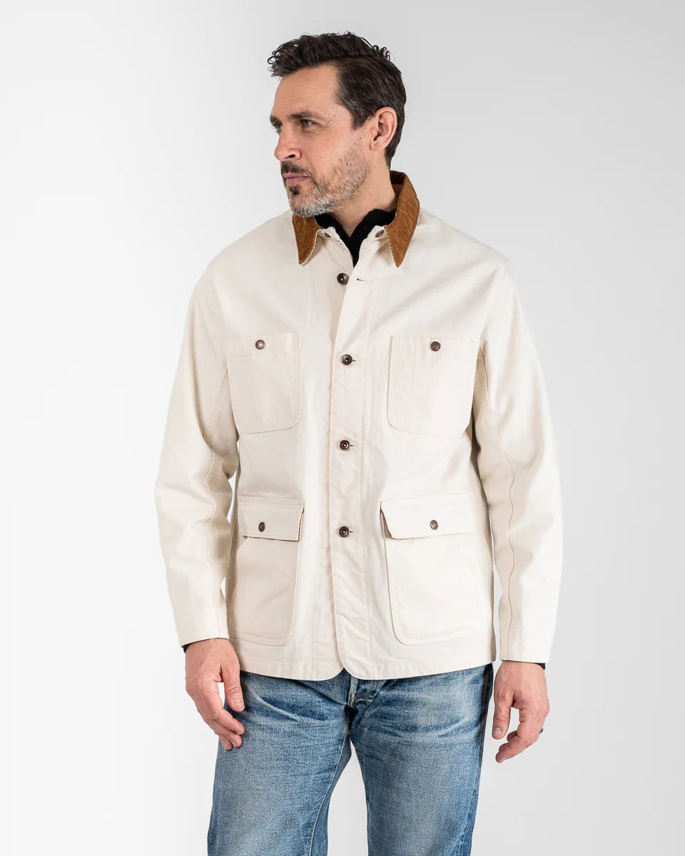 IHJ-148-IVO 10OZ KURASHIKIZOME® ORGANIC COTTON DUCK CHORE JACKET - IVORY