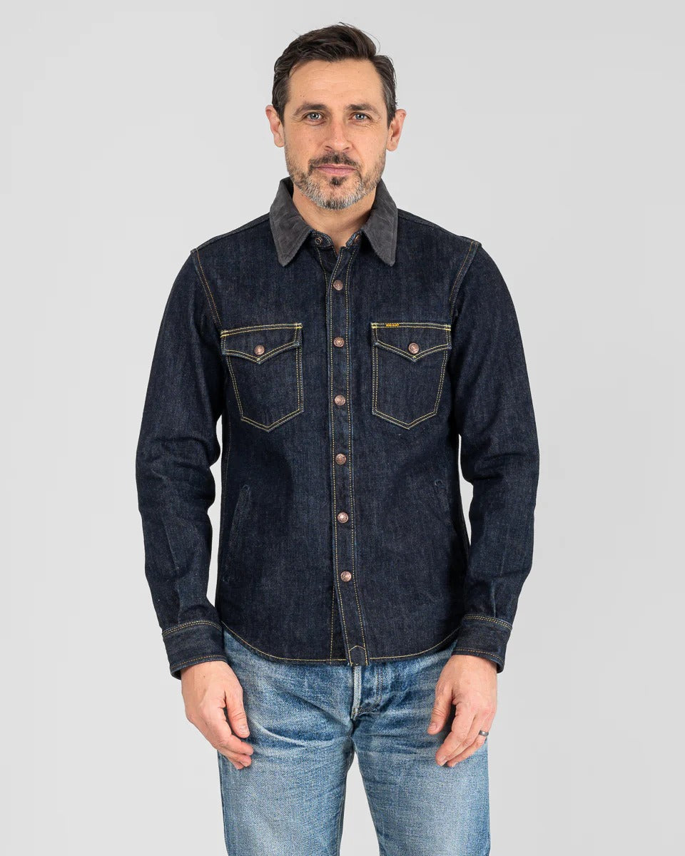 IHSH-427-IND 16OZ SELVEDGE DENIM CPO SHIRT - INDIGO