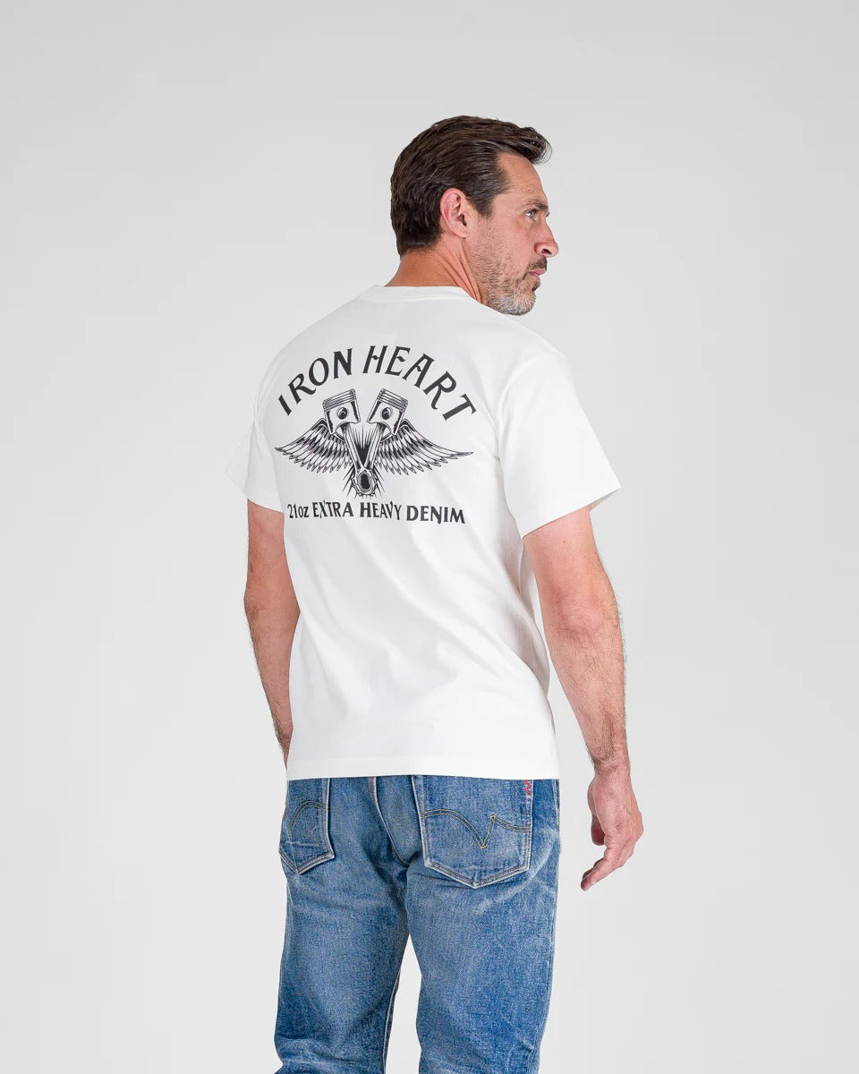 IHT-2502 7.5oz Printed Loopwheel Crew Neck T-Shirt - WHITE