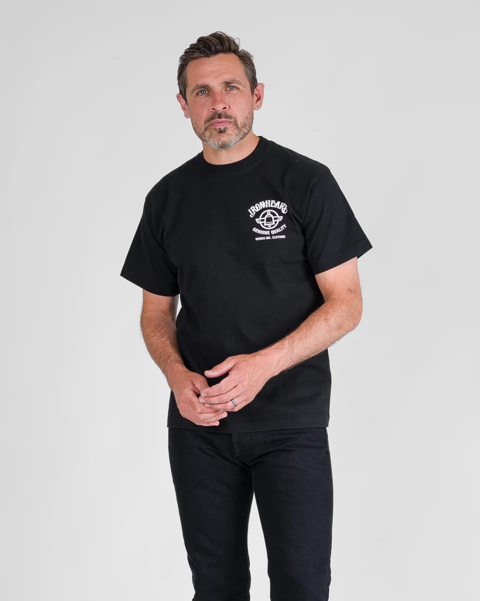 IHT-2502 7.5oz Printed Loopwheel Crew Neck T-Shirt - BLACK