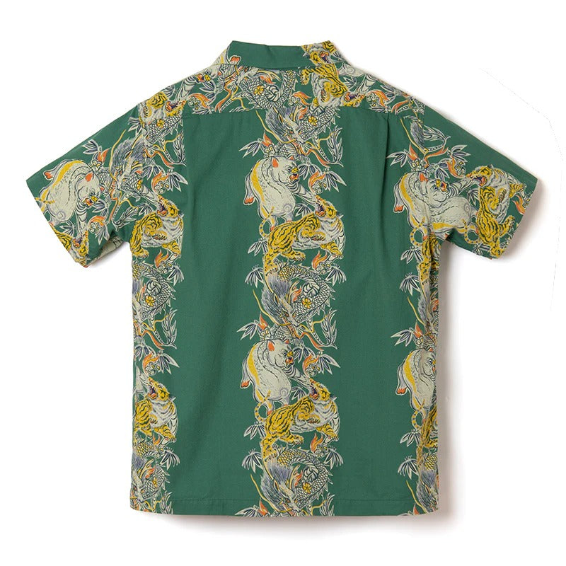 5721 Tornado Pig Aloha Shirt - GREEN