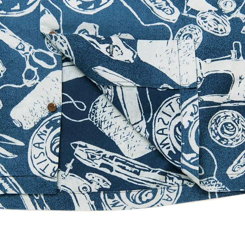 5722 Indigo discharge-dyed aloha shirt - INDIGO