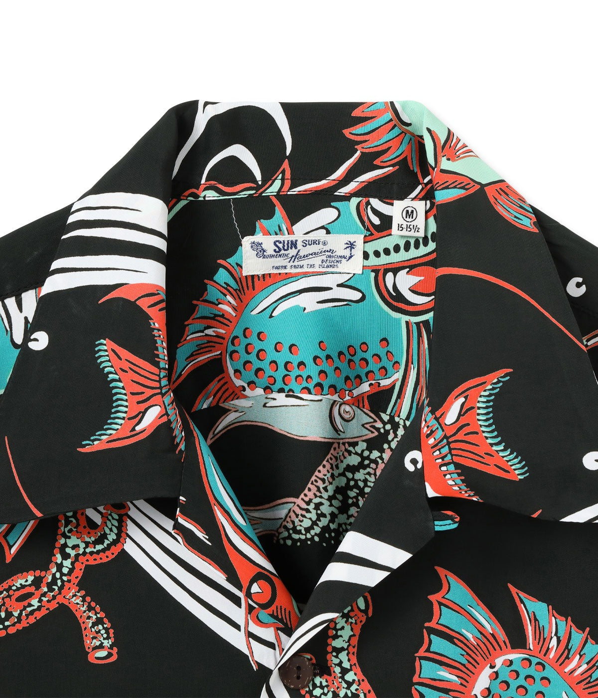 SS39417 RAYON HAWAIIAN SHIRT “BUG EYED FISH” - BLACK