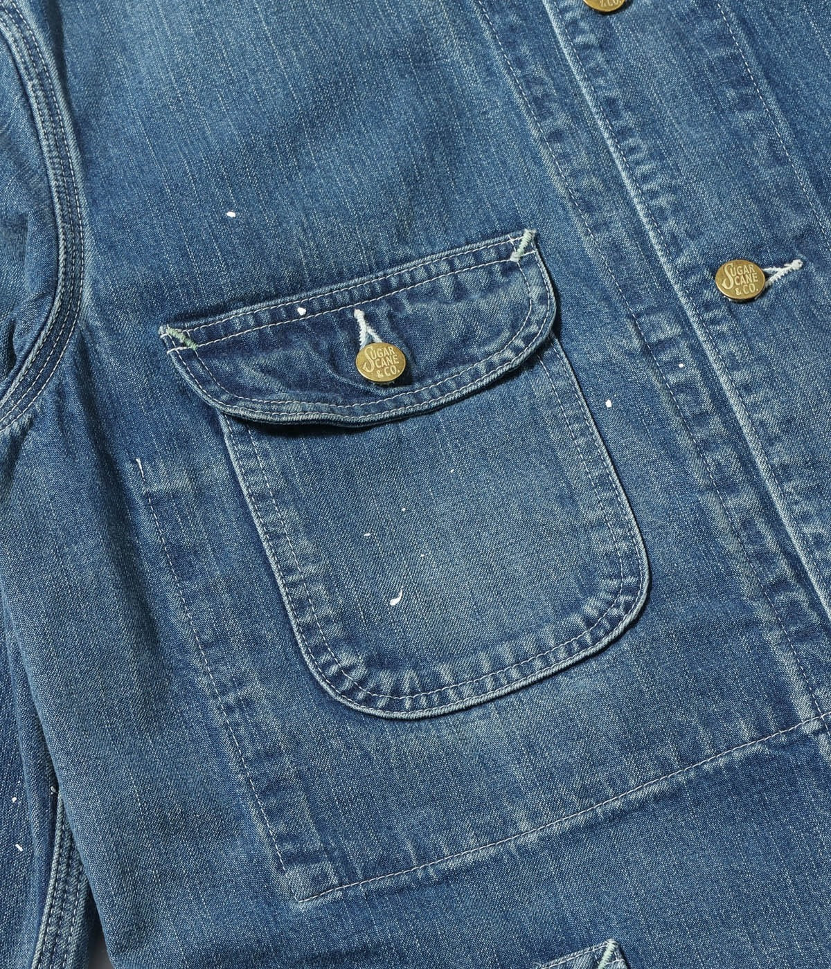 SC15708 11oz. BLUE DENIM WORK COAT AGED MODEL - INDIGO