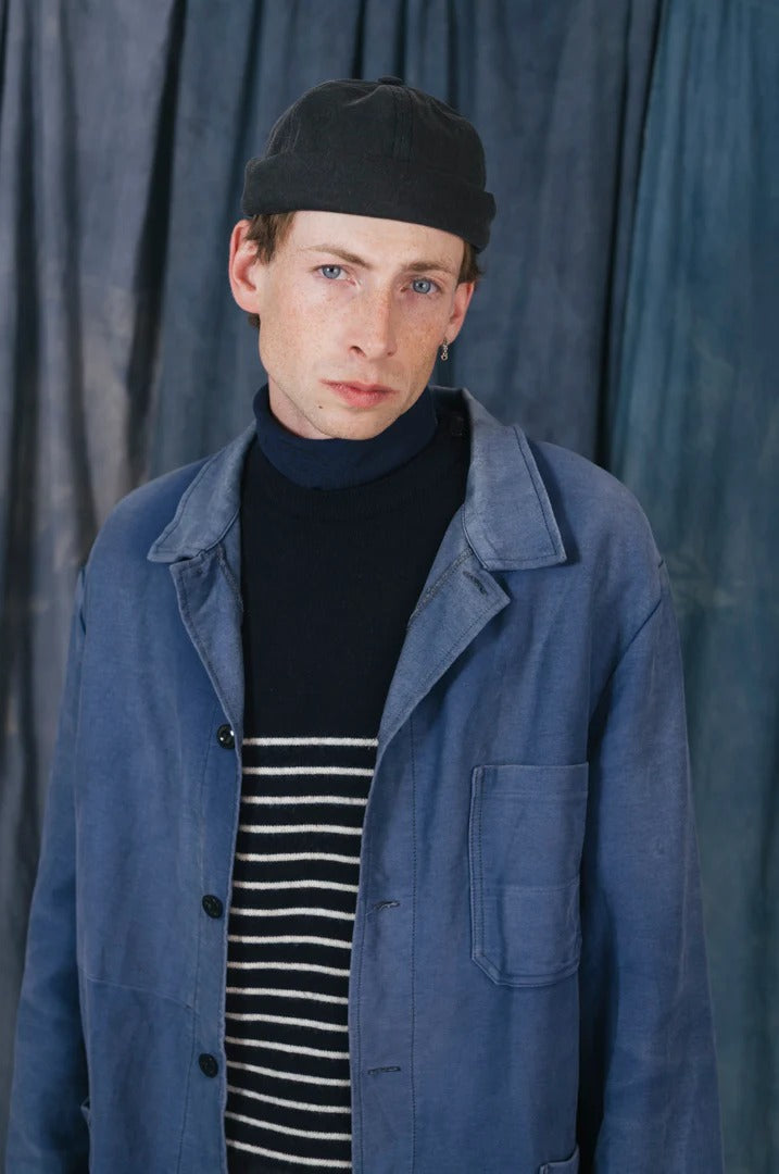 MIKI DOCKER HAT - BLACK WASHED DENIM