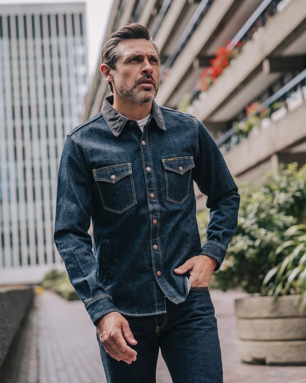 IHSH-427-IND 16OZ SELVEDGE DENIM CPO SHIRT - INDIGO