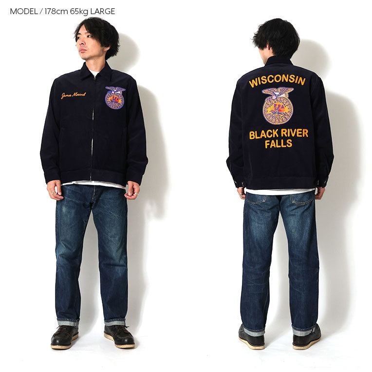 51448 CORDUROY EMBROIDERY JACKET (FFA) - NAVY