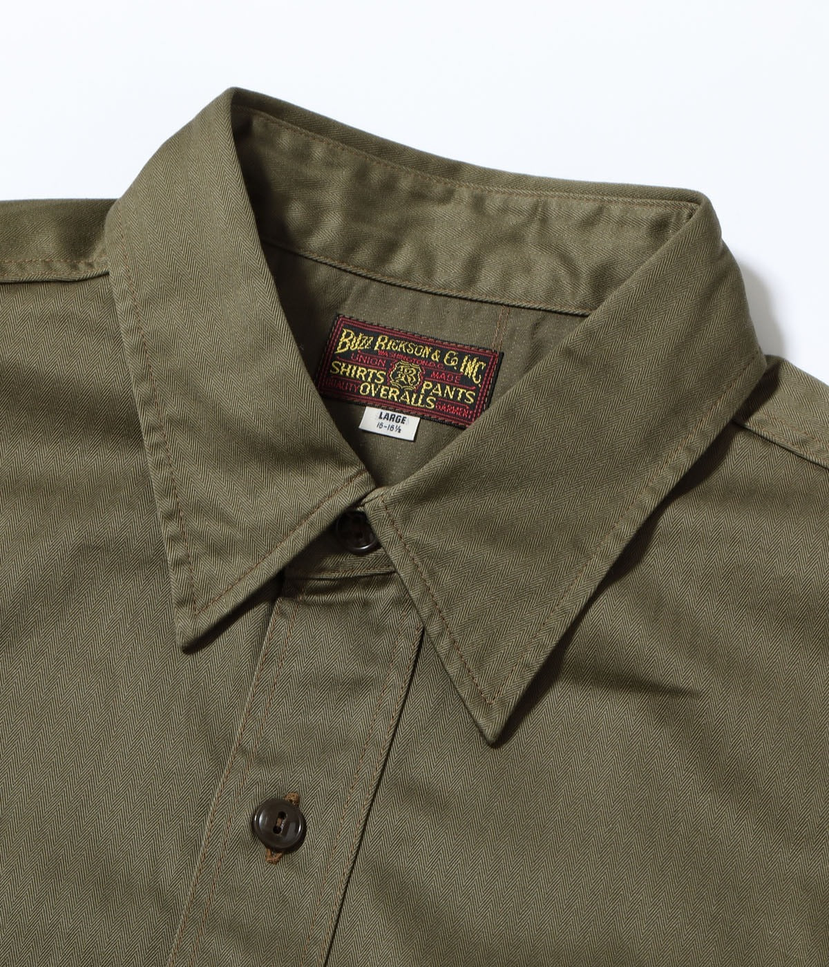 BR39530 HERRINGBONE WORK SHIRT (SHORT SLEEVE) - OLIVE
