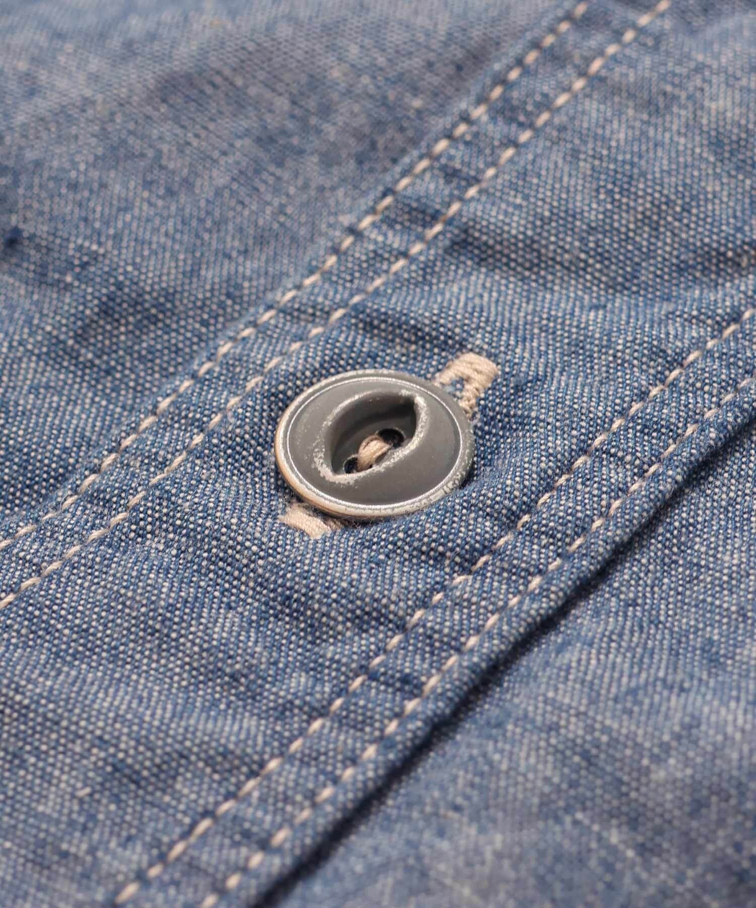 GS2529920 5OZ CHAMBRAY WORK L/S(O/WASH) - BLUE