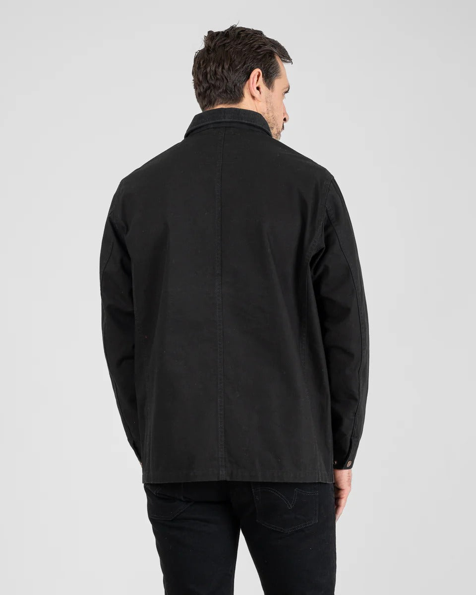 IHJ-148-BLK 10OZ KURASHIKIZOME® ORGANIC COTTON DUCK CHORE JACKET - BLACK