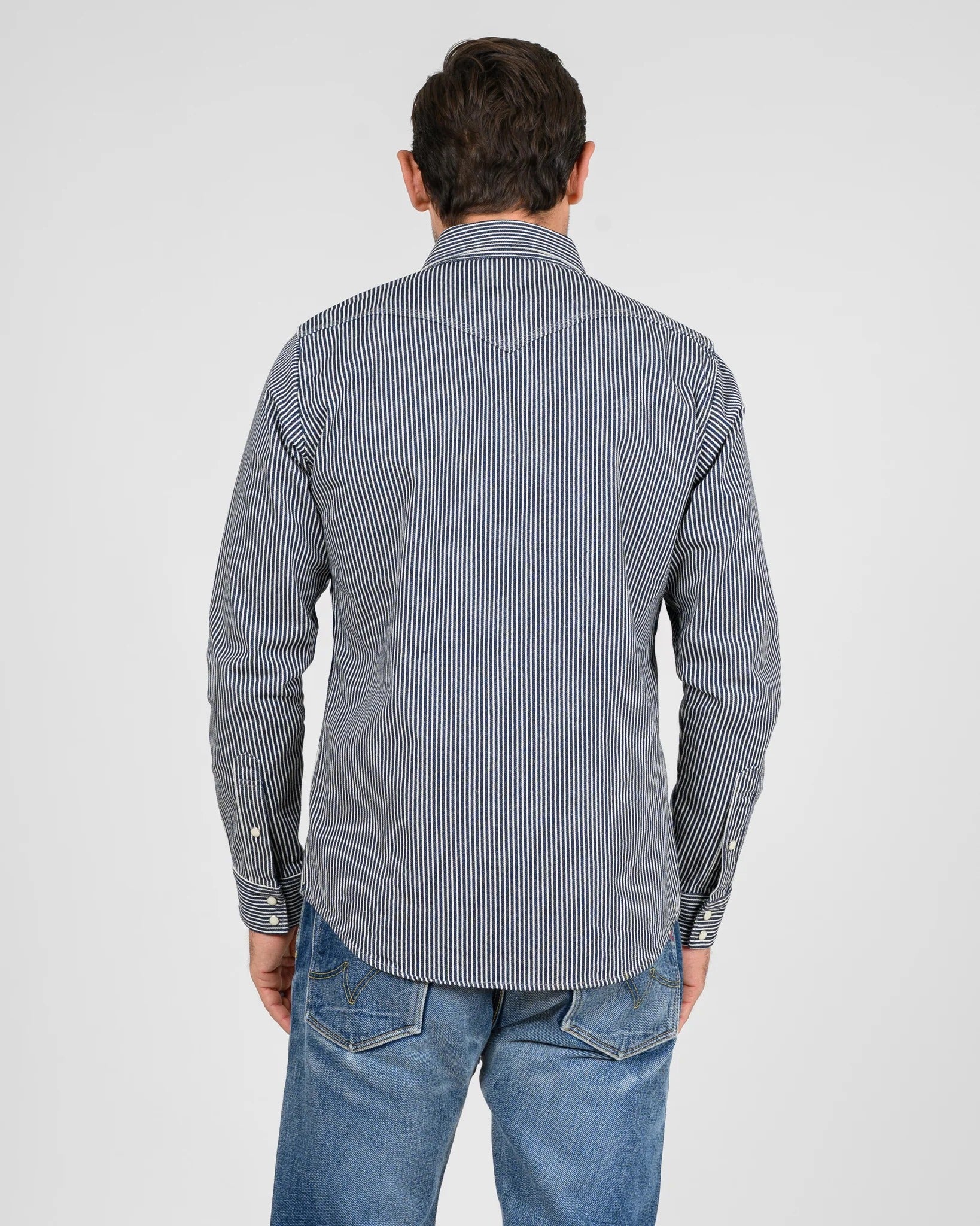 IHSH-07 12oz Hickory Stripe Western Shirt - INDIGO