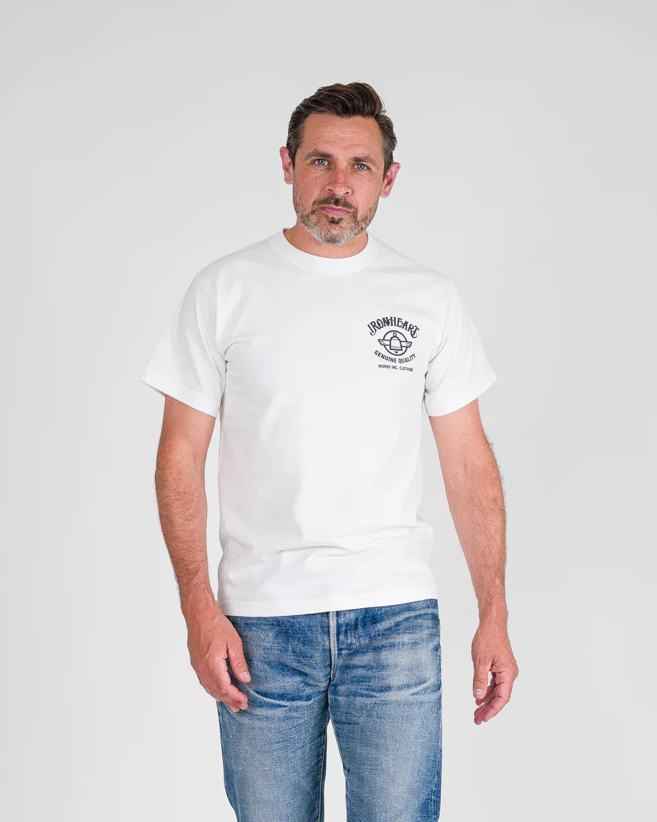 IHT-2502 7.5oz Printed Loopwheel Crew Neck T-Shirt - WHITE