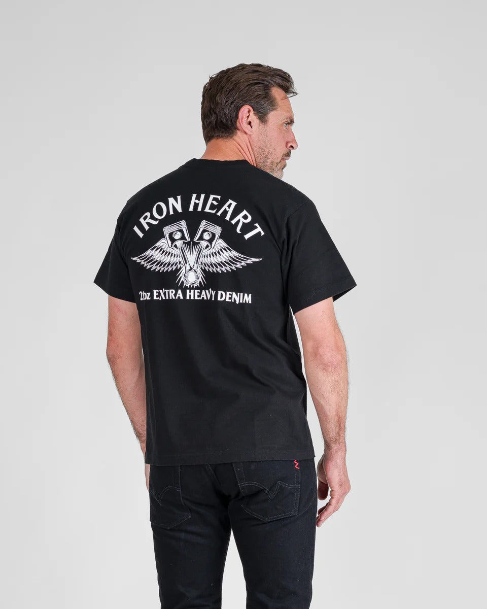 IHT-2502 7.5oz Printed Loopwheel Crew Neck T-Shirt - BLACK