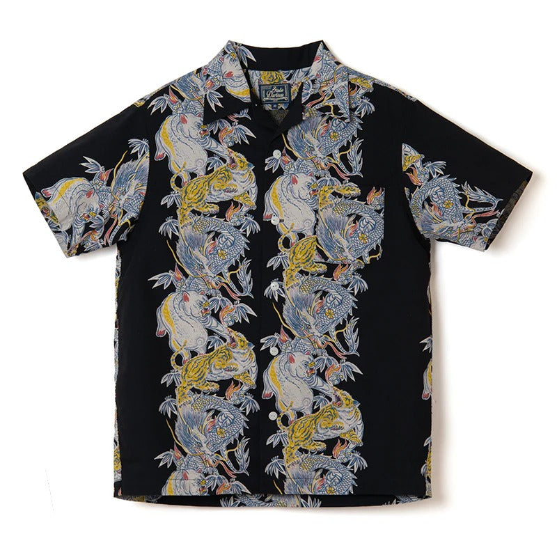5721 Tornado Pig Aloha Shirt - BLACK