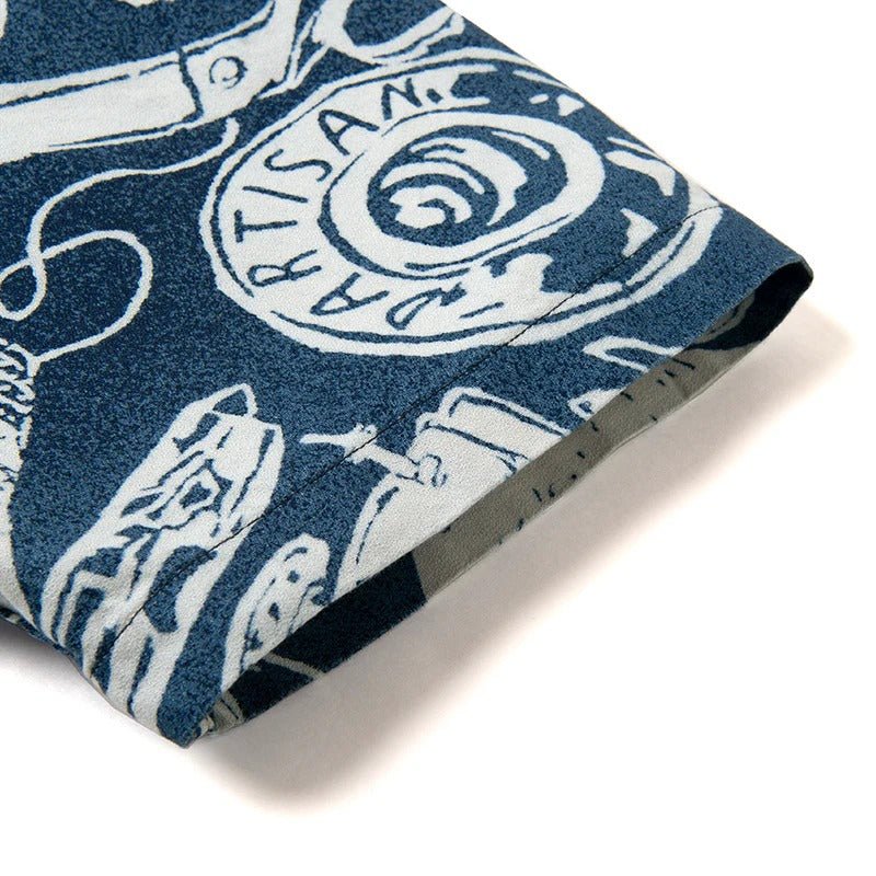 5722 Indigo discharge-dyed aloha shirt - INDIGO