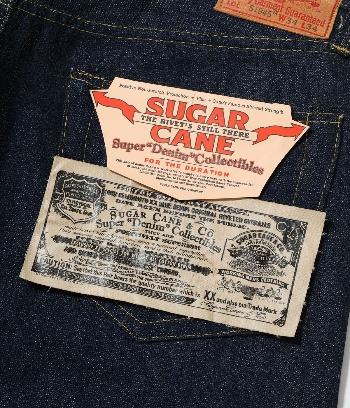 SC49001 SUGAR CANE Super “Denim” Collectibles #01 14oz. BLUE DENIM WAIST OVERALLS “S1945” MODEL - INDIGO