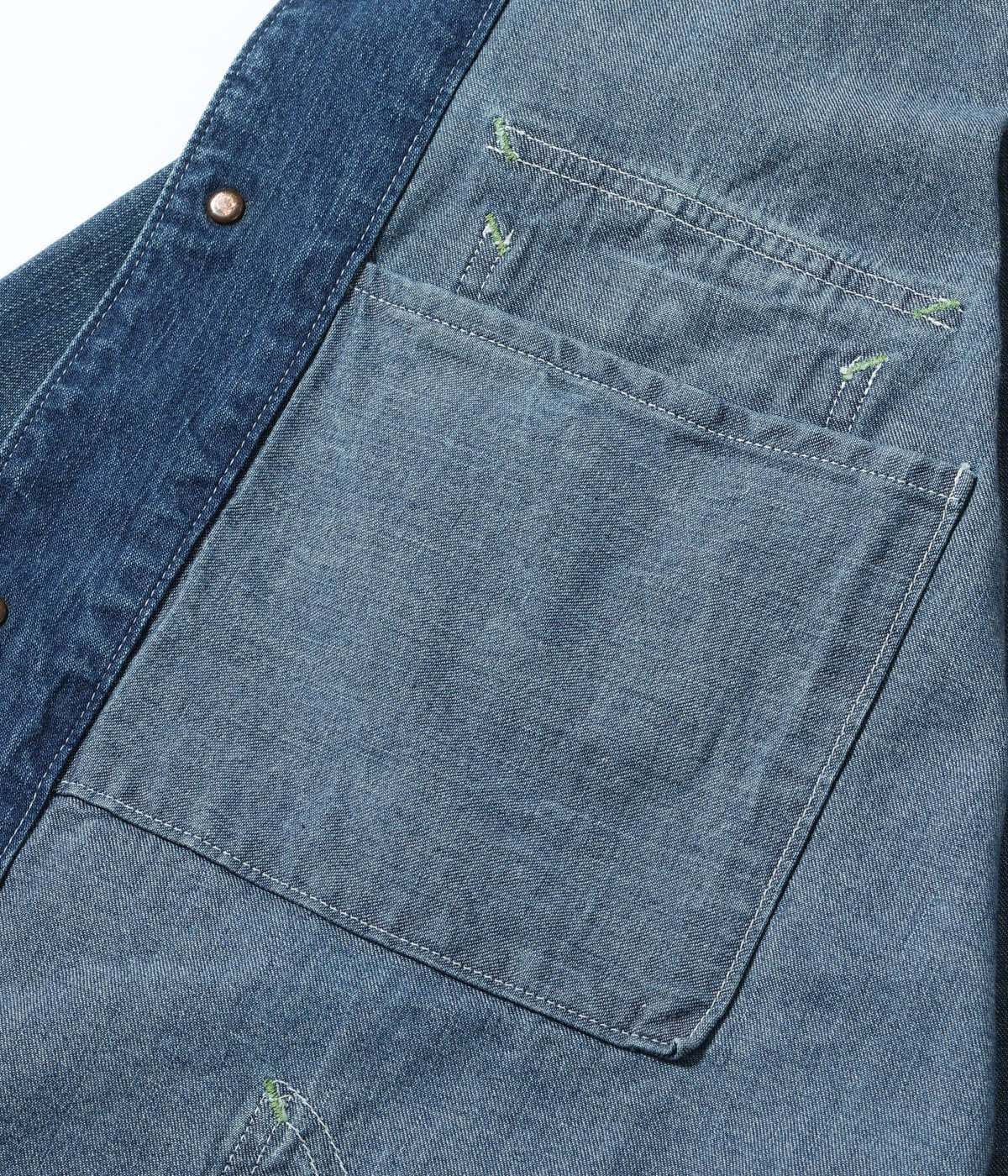 SC15708 11oz. BLUE DENIM WORK COAT AGED MODEL - INDIGO