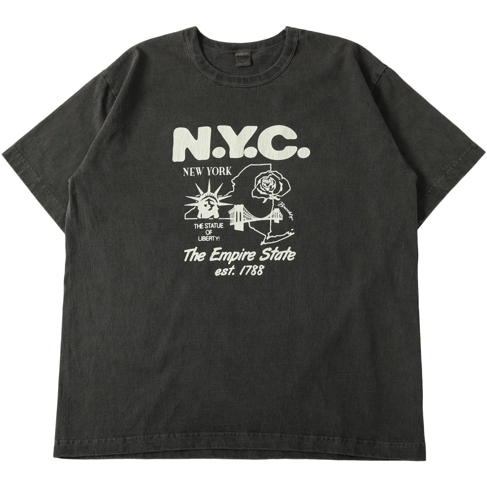 BR-25252 Pigment Dye 16/-BD Tube S/S Print T-shirt (NYC) - CHARCOAL