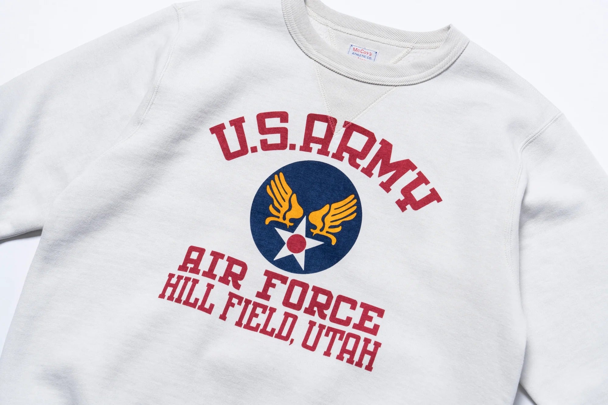 MC25123 MILITARY PRINT SWEATSHIRT / U.S. ARMY AIR FORCE, HILL FIELD - MILK