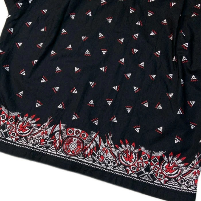 SC39466 NATIVE AMERICAN BANDANA PRINT OPEN SHIRT - BLACK