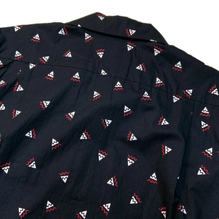 SC39466 NATIVE AMERICAN BANDANA PRINT OPEN SHIRT - BLACK
