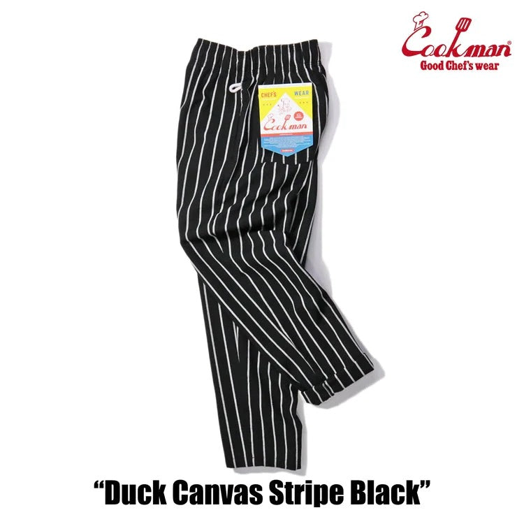 CHEF PANTS DUCK CANVAS STRIPE - BLACK