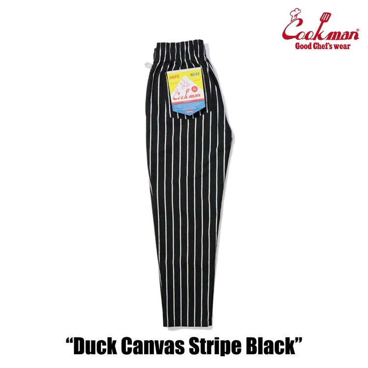 CHEF PANTS DUCK CANVAS STRIPE - BLACK