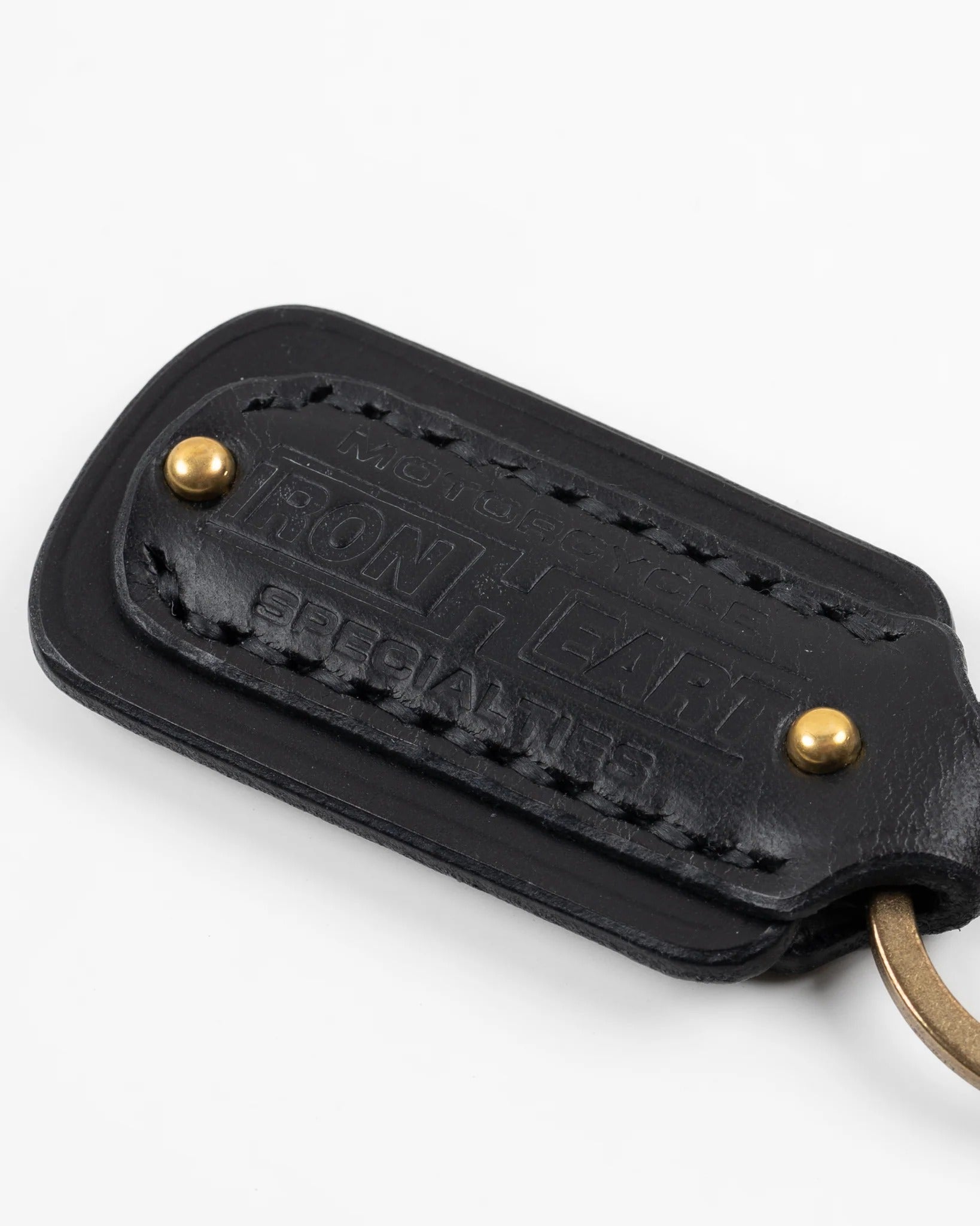 IHG-067 Buttero Leather Key Ring w/Embossed Iron Heart Logo - BLACK