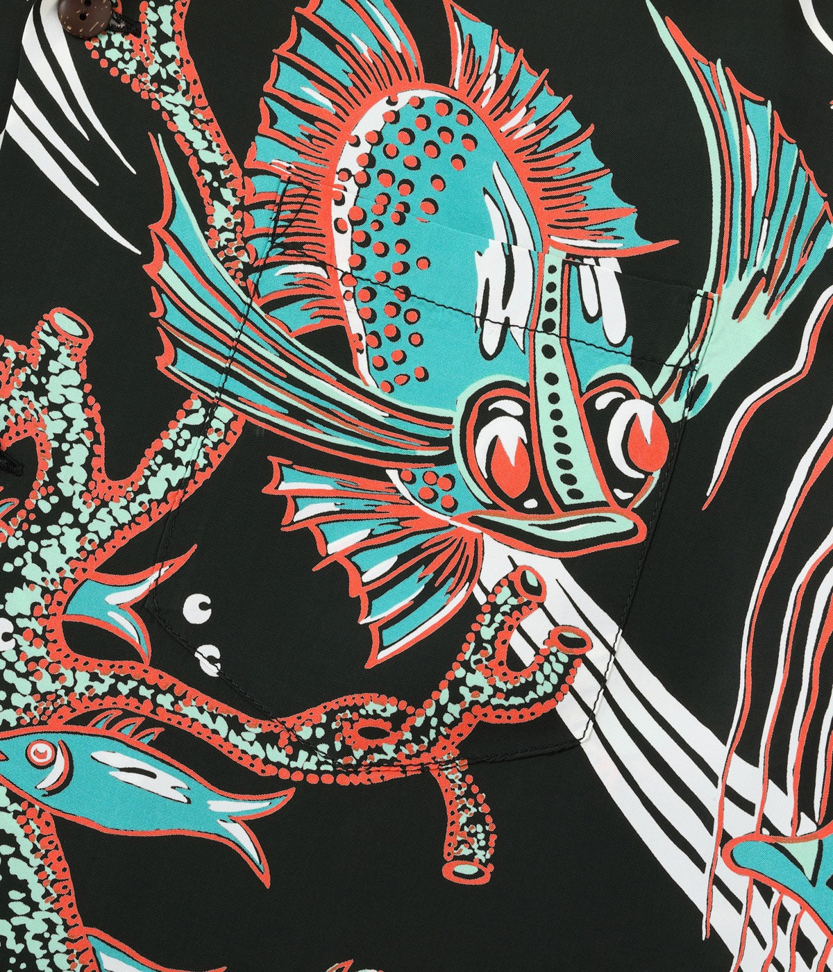 SS39417 RAYON HAWAIIAN SHIRT “BUG EYED FISH” - BLACK