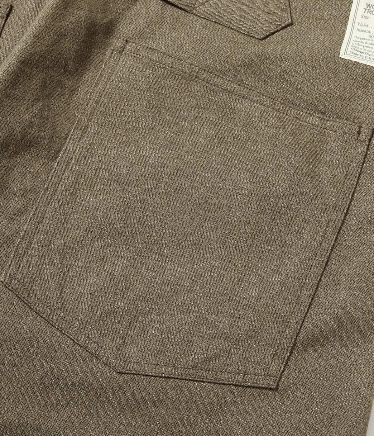 BR42531 TROUSERS, WORKING, BROWN DENIM - OLIVE