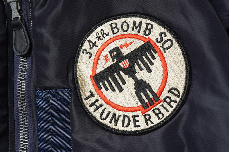 BR15744 Type B-15C (MOD.) "AFBLUE B. RICKSON & SONS. INC. 34th BOMB.SQ. THUNDERBIRDS" - NAVY