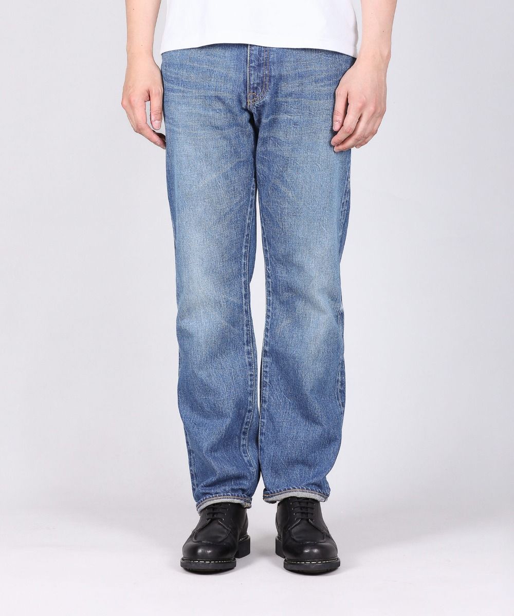 J404(M01) 12.5oz Africa Cotton Straight Selvedge Jeans (Aging Wash) - Mid Indigo