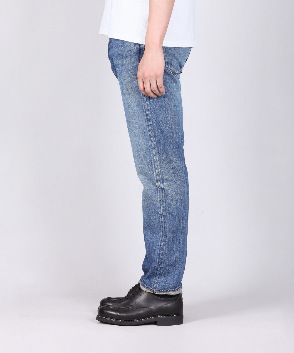 J404(M01) 12.5oz Africa Cotton Straight Selvedge Jeans (Aging Wash) - Mid Indigo