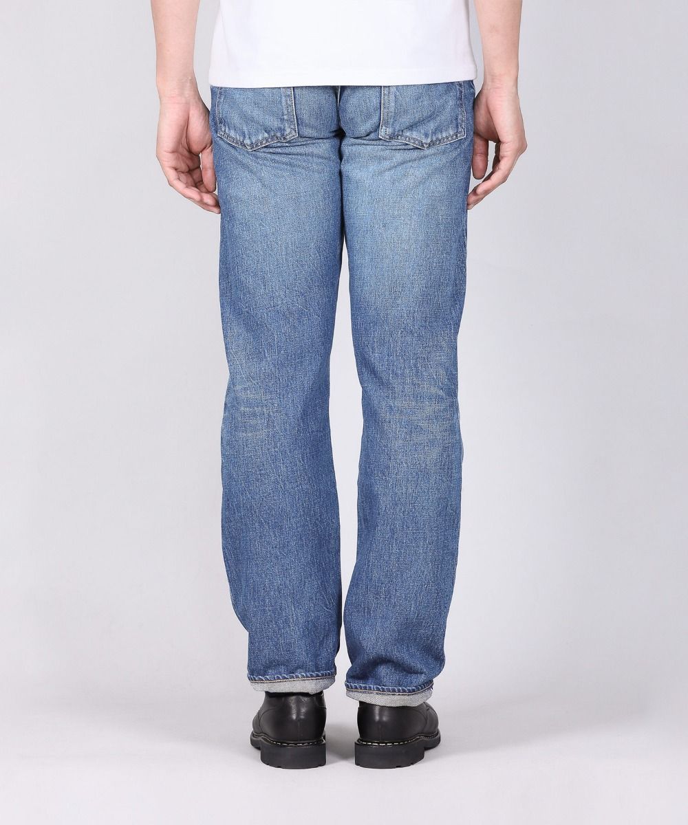J404(M01) 12.5oz Africa Cotton Straight Selvedge Jeans (Aging Wash) - Mid Indigo