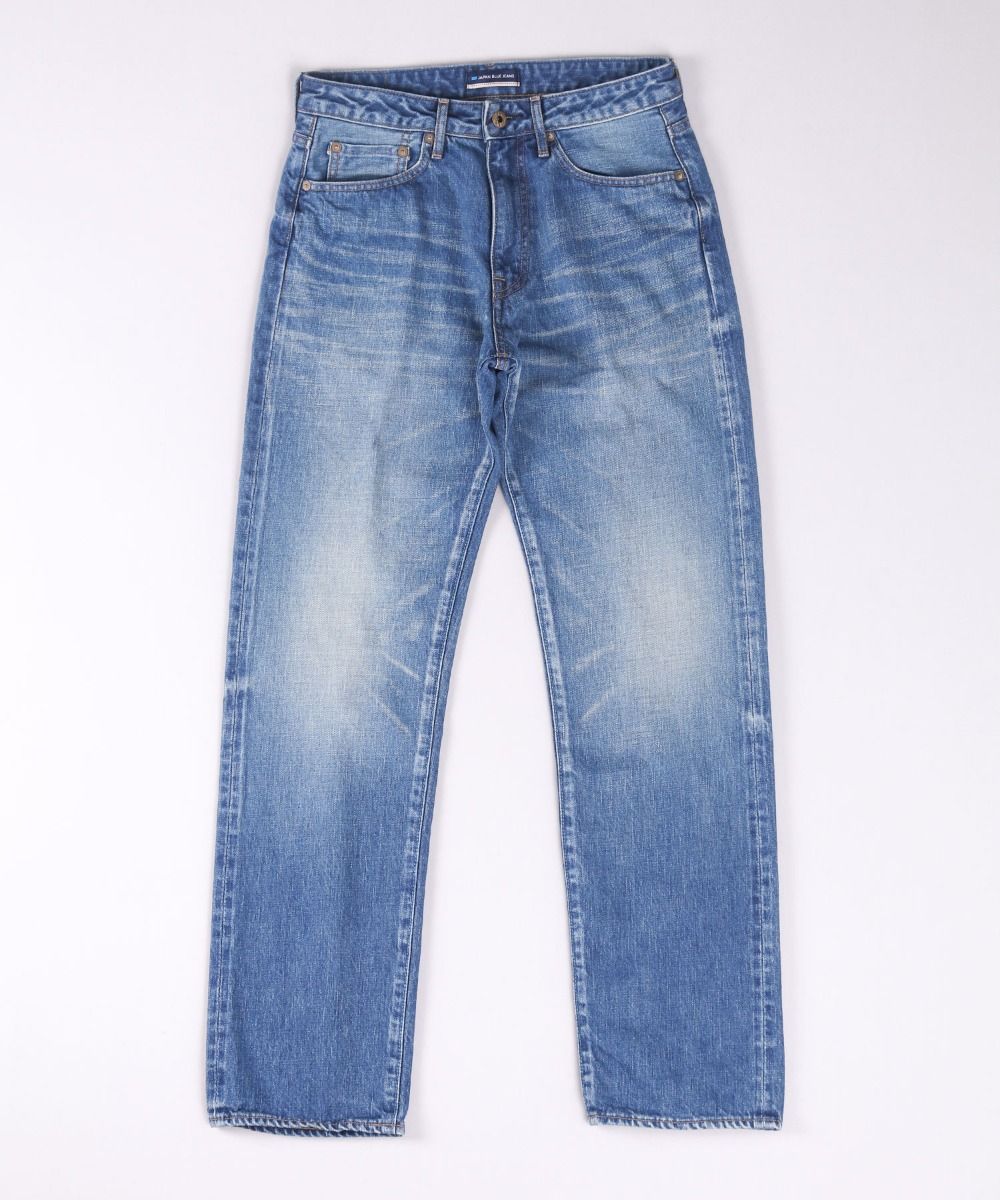 J404(M01) 12.5oz Africa Cotton Straight Selvedge Jeans (Aging Wash) - Mid Indigo