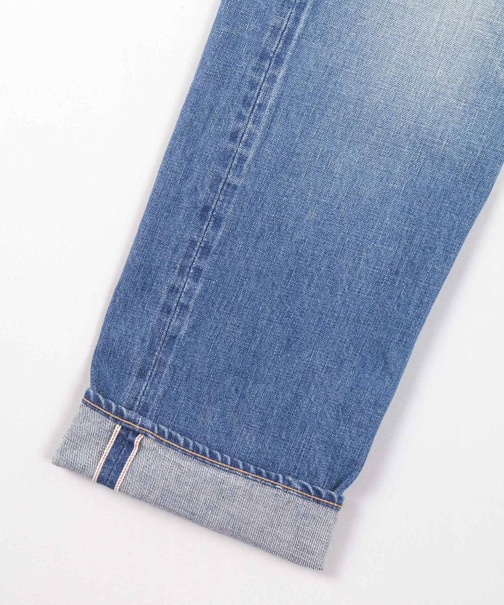 J404(M01) 12.5oz Africa Cotton Straight Selvedge Jeans (Aging Wash) - Mid Indigo