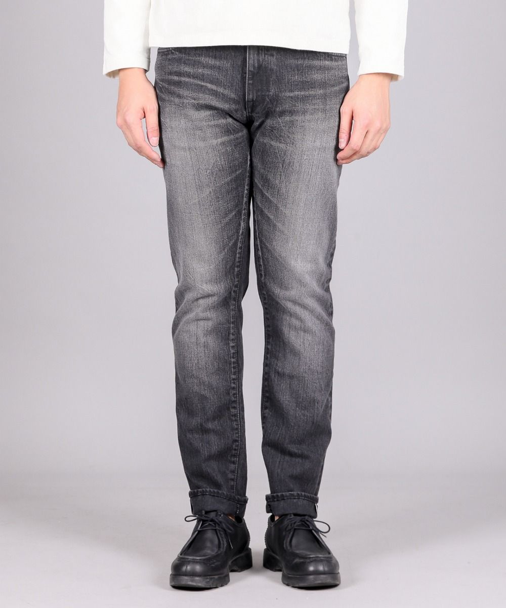 J314 14oz Black Straight Selvedge Jeans (Aging Wash) - GRAY