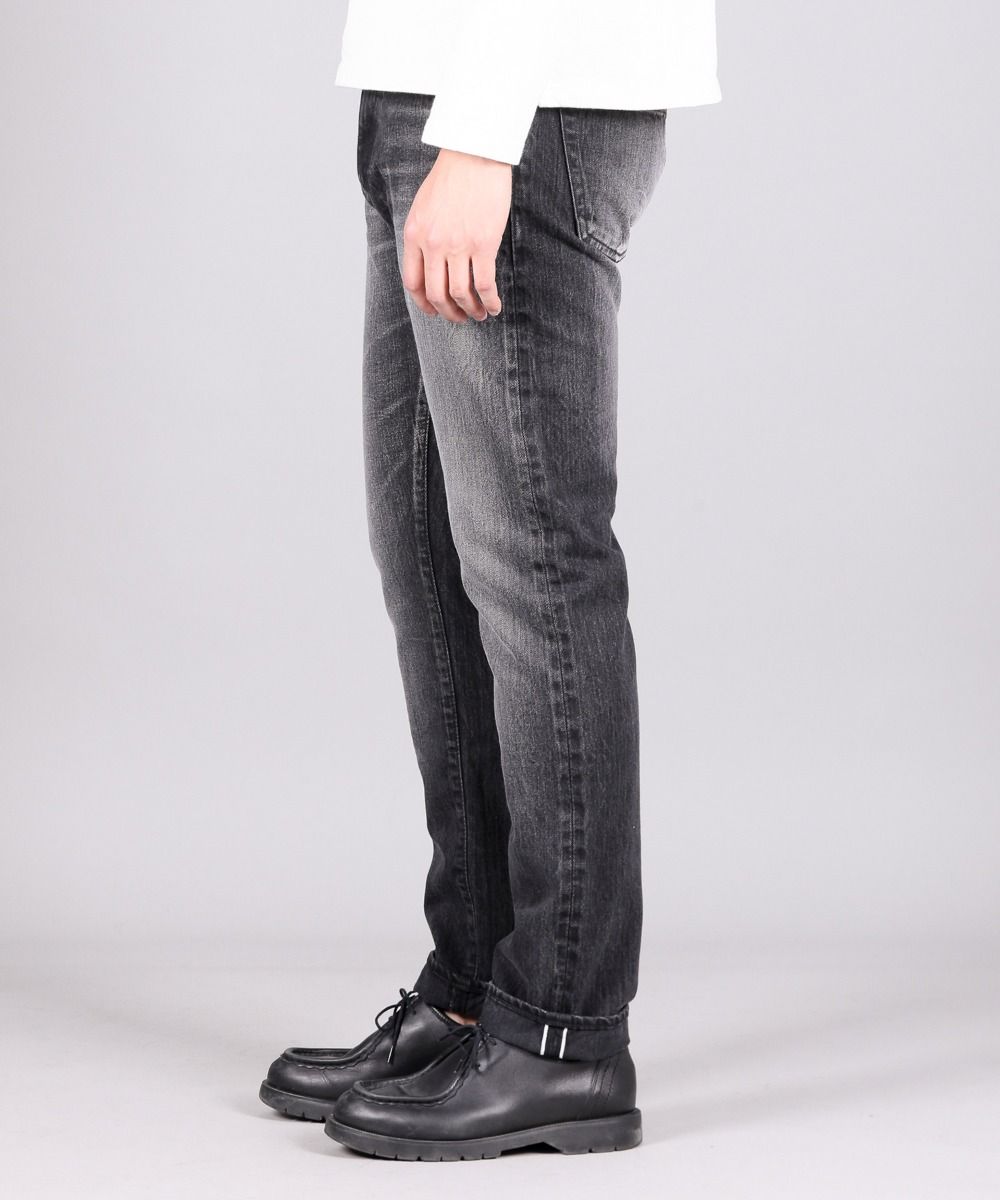 J314 14oz Black Straight Selvedge Jeans (Aging Wash) - GRAY