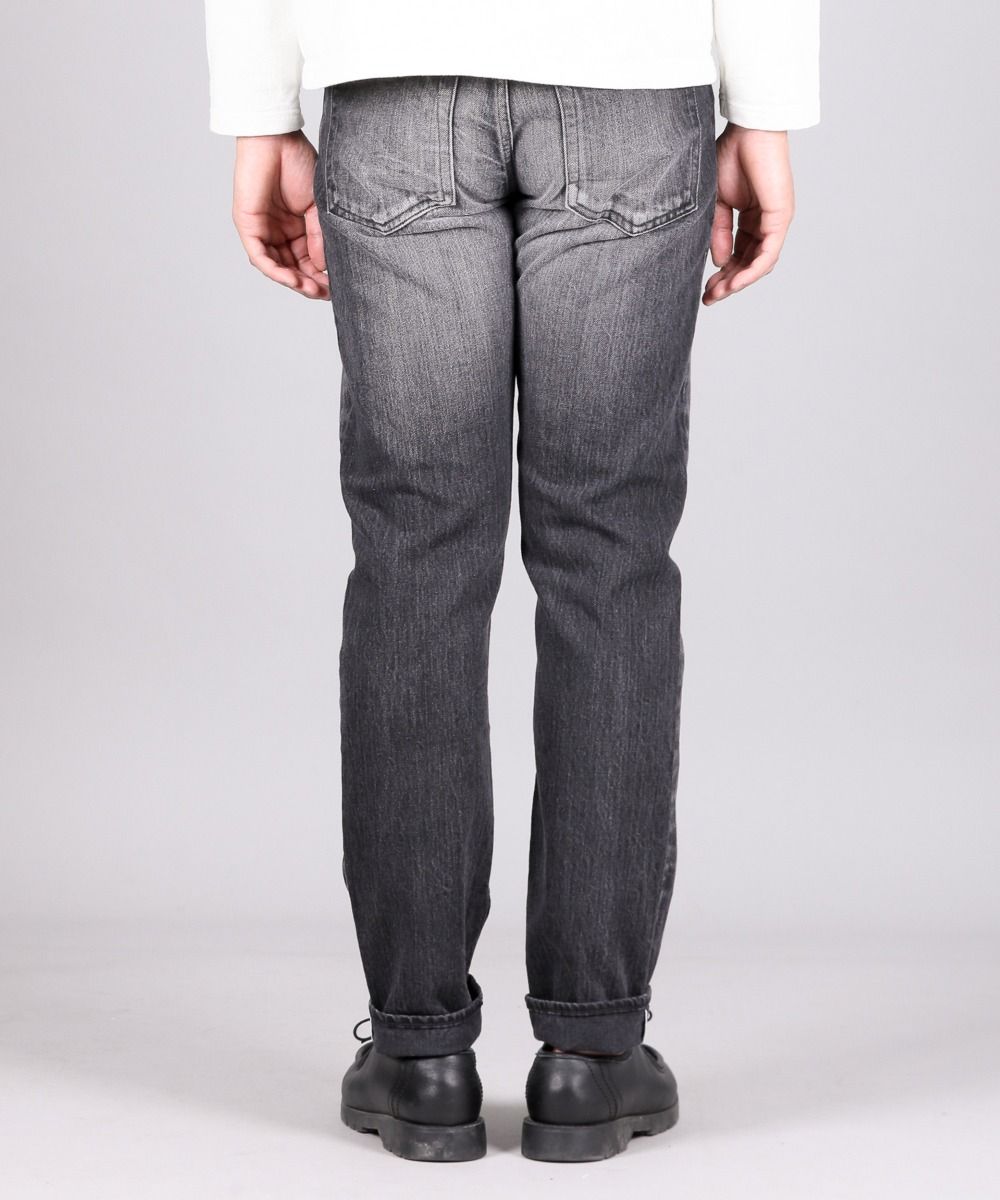 J314 14oz Black Straight Selvedge Jeans (Aging Wash) - GRAY
