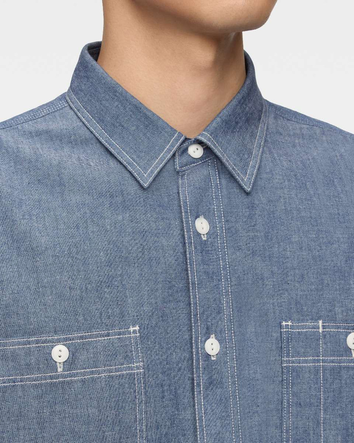 MMLS3000 TRIPLE STITCH L/S CHAMBRAY SHIRT - INDIGO
