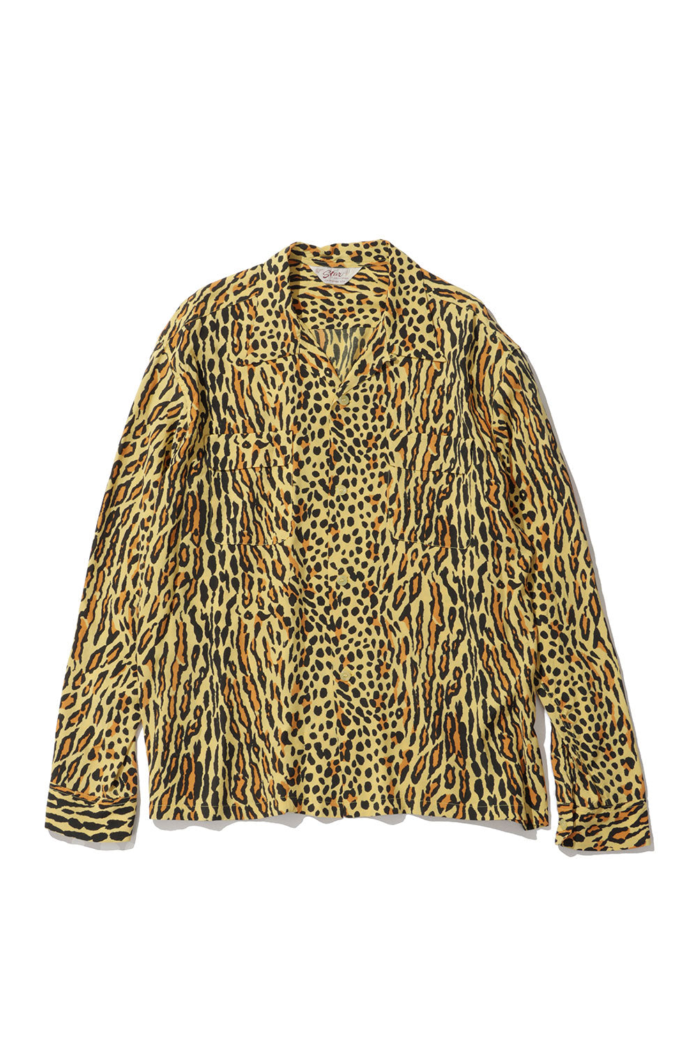 SH29707 RAYON OPEN SHIRT L/S "OCELOT" - YELLOW
