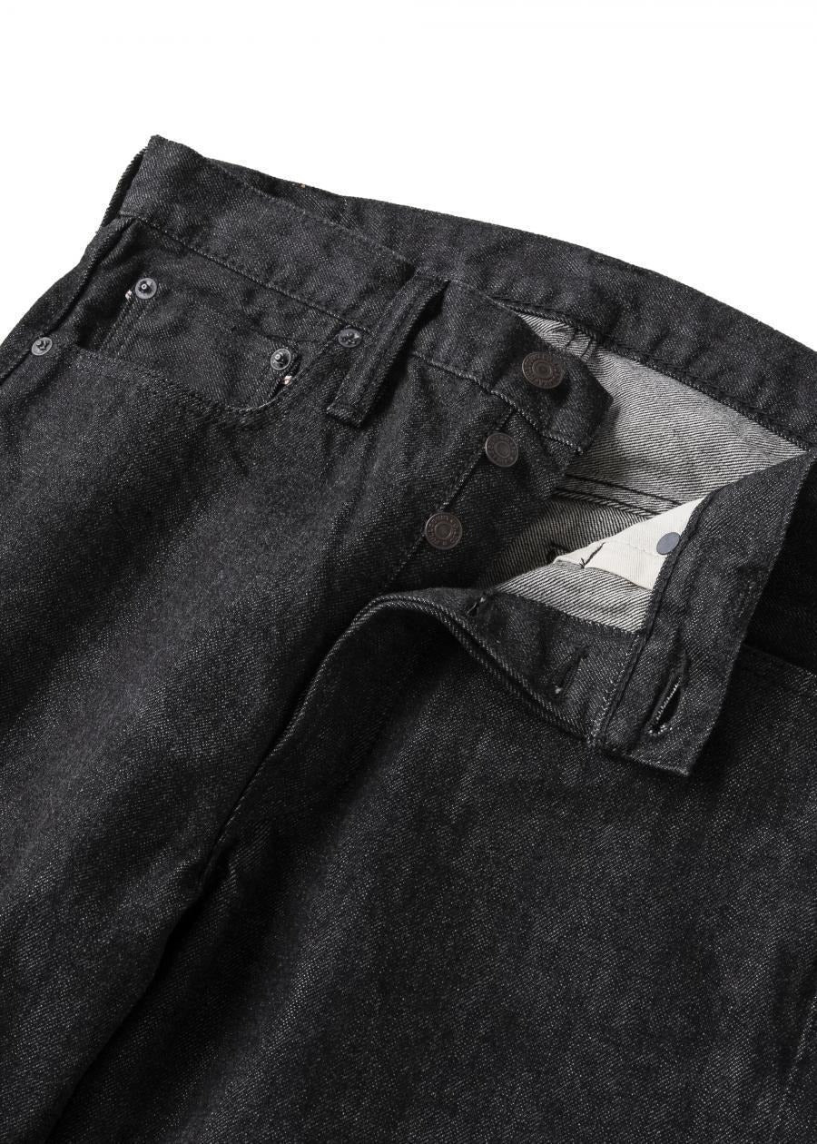 1101BK Srtaight Black Selvedge Denim - Black