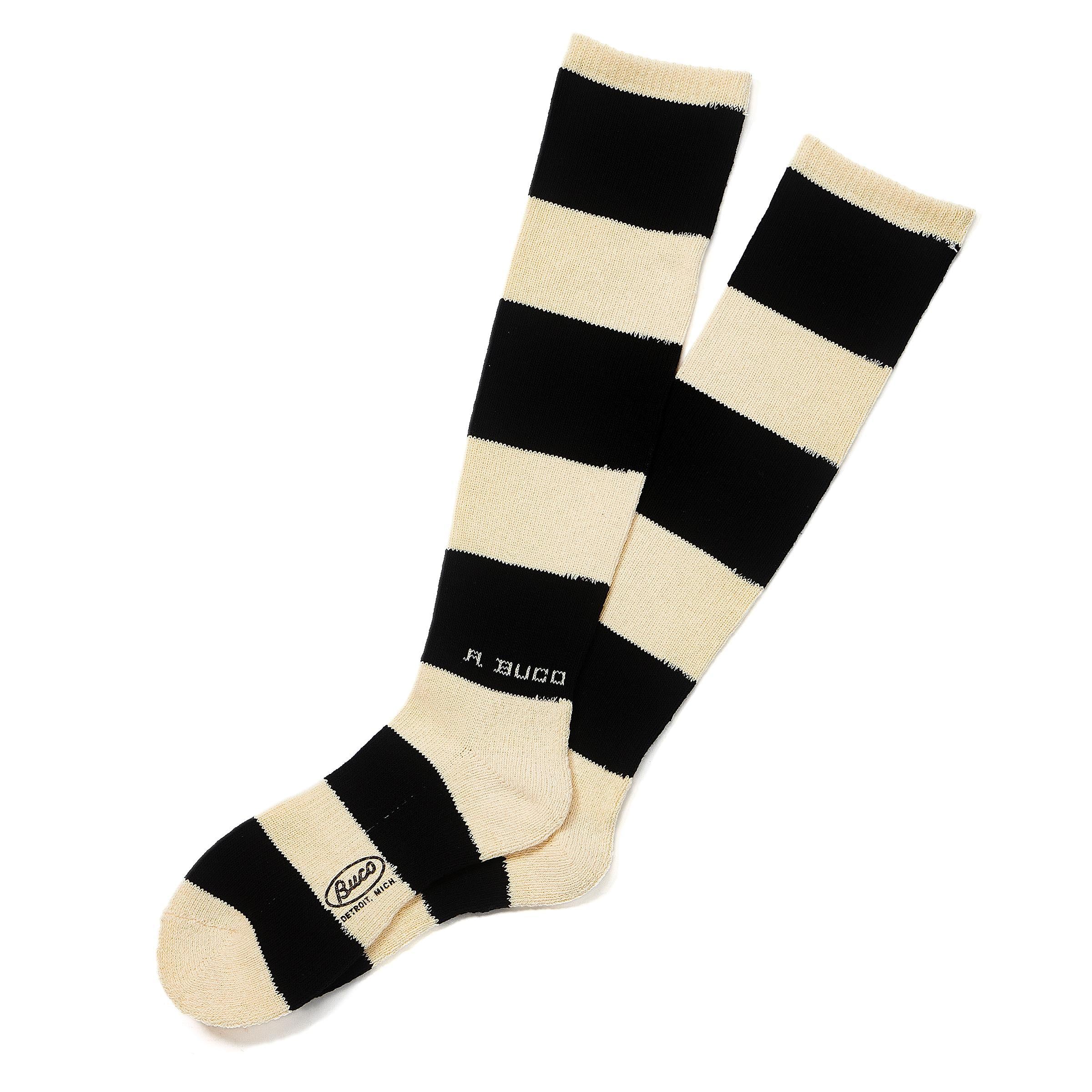 BA23105 BUCO STRIPED ACTION SOCKS - WHITE/BLACK