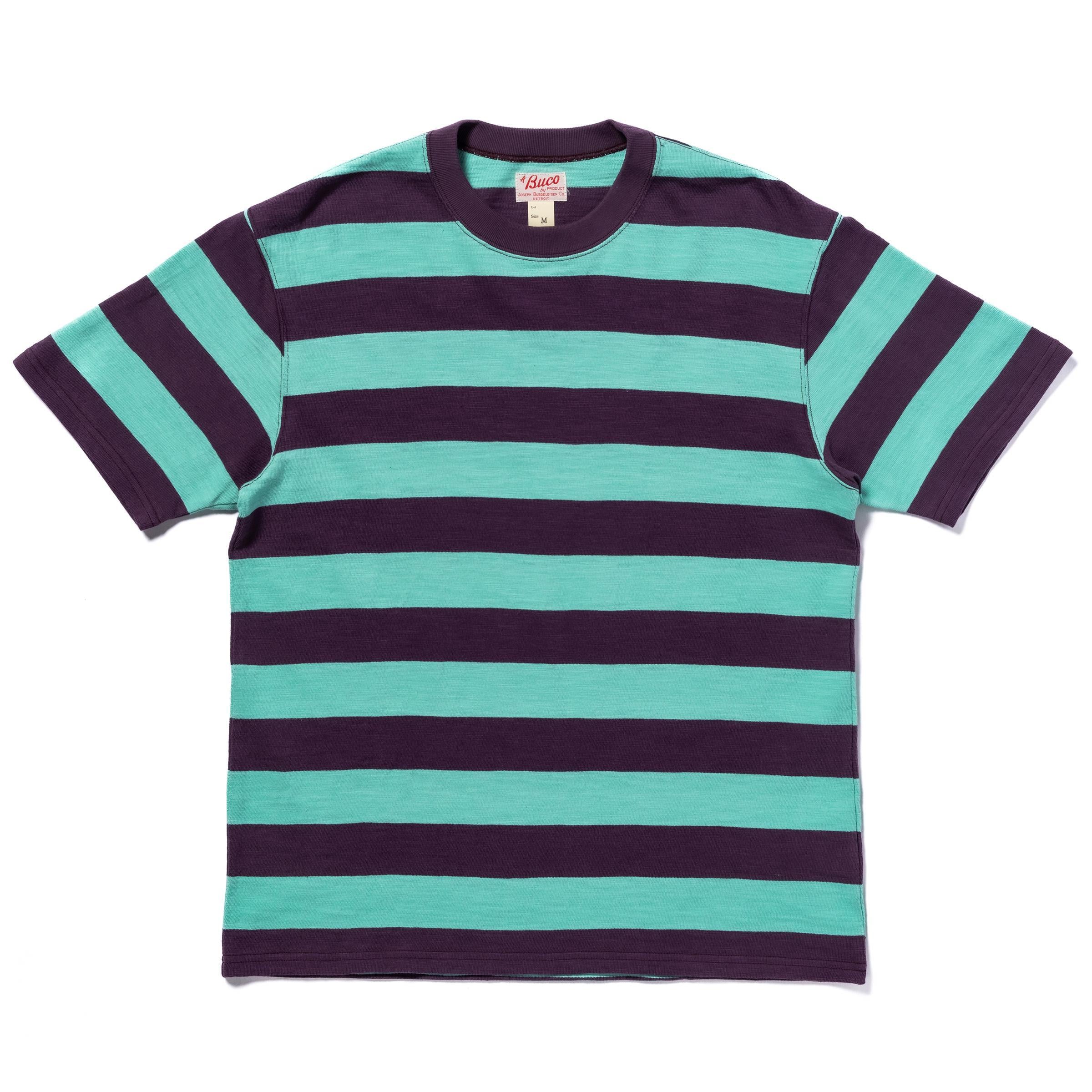 BC24002 BUCO STRIPE TEE S/S - MINT/PURPLE
