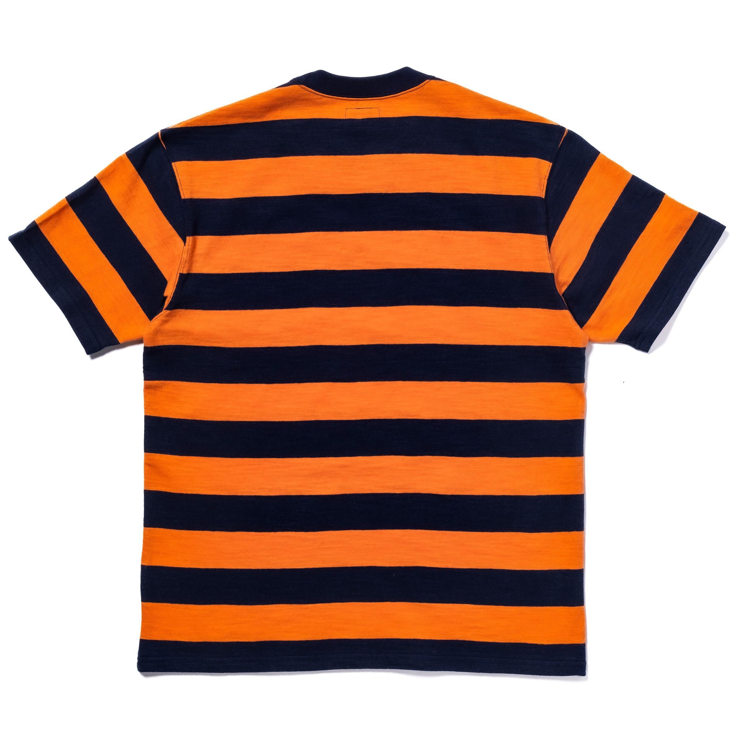 BC24002 BUCO STRIPE TEE S/S - ORANGE/NAVY